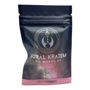 front of package of Astral Kratom Red Maeng Da - 20CT (FREE SAMPLE)