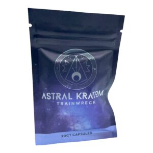 front of package of Astral Kratom Trainwreck - 20CT (FREE SAMPLE)