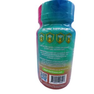 back of bottle of Royal Mushroom Brain Health Mushroom Mix Pineapple