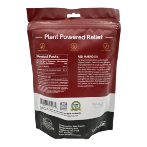 back of bag of Kats Kratom Red Maeng Da Powder