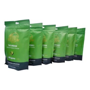 line of bags of Kats Kratom Digital Buddha Kratom Powder