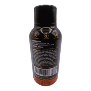 back of bottle of Kats Kratom Special Reserve Kratom Extract Shot Orange 105mg 60mL