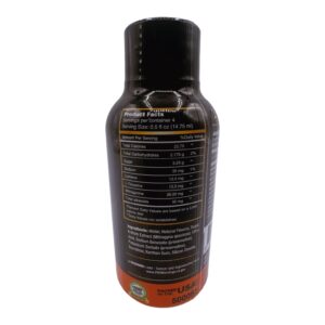 back of bottle of Kats Kratom Special Reserve Kratom Extract Shot Orange 105mg 60mL