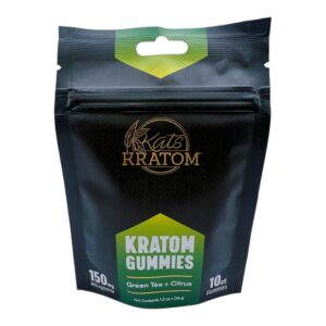 front of package of Kats Kratom Kratom Gummies Green Tea and Citrus 10ct
