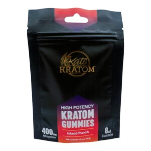 front of package of Kats Kratom High Potency Kratom Gummies Island Punch 8ct