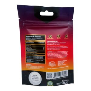 back of package of Kats Kratom High Potency Kratom Gummies Island Punch 8ct