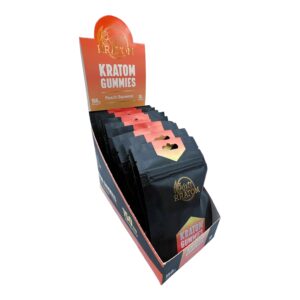 display box of Kats Kratom Kratom Gummies Peach Squeeze 10ct
