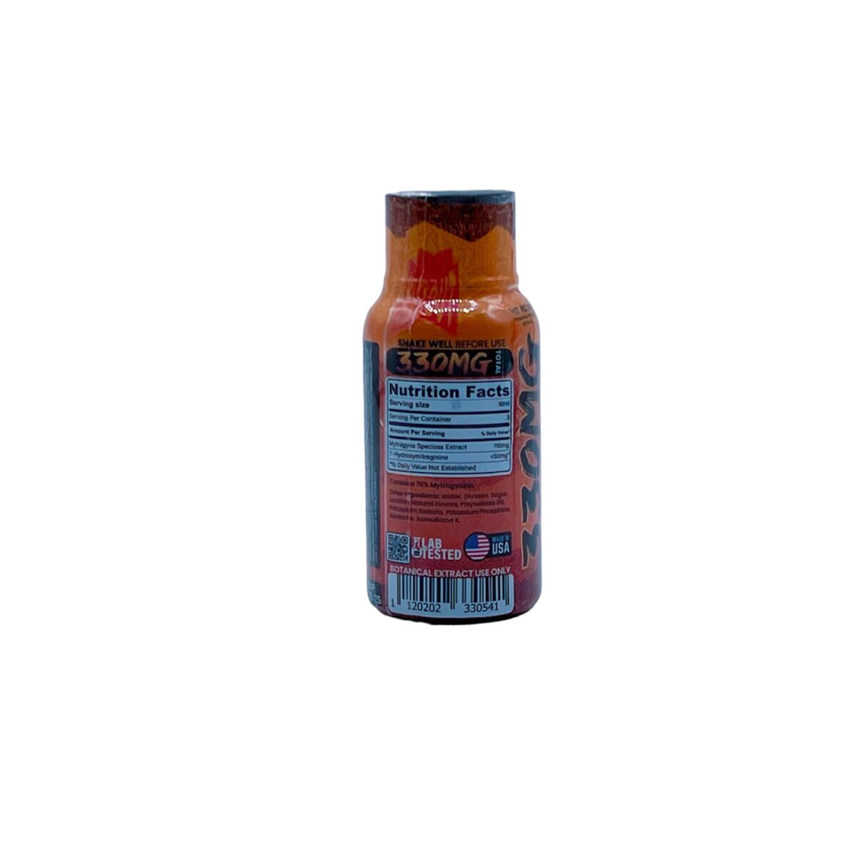 nutrition facts of Maxxout Kratom Cafe Mocha Shot 330mg 30mLt