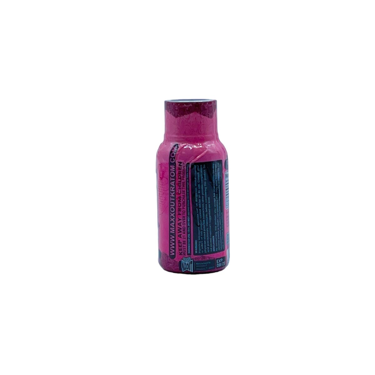 side of bottle for Maxxout Kratom Passion Fruit Shot 330mg 30mL