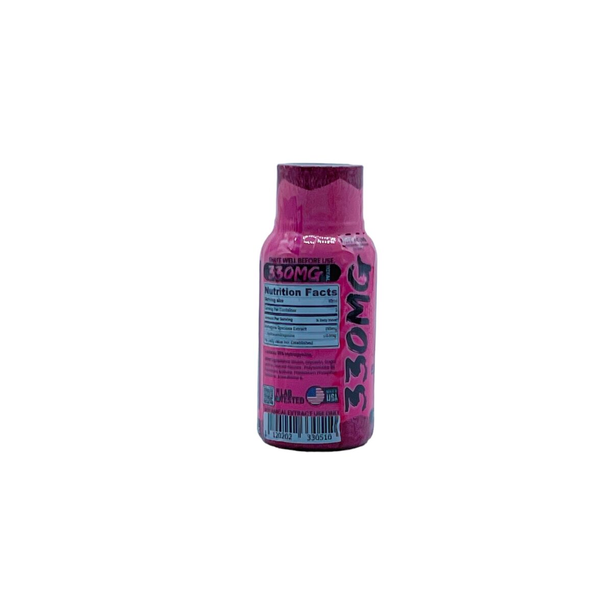 nutrition facts for Maxxout Kratom Passion Fruit Shot 330mg 30mL