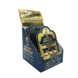 side of display case of Modus Kratom Gold MELLO - Indo Caps