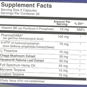 supplement facts for Original Hemp CBD & Mushroom - Sleep+