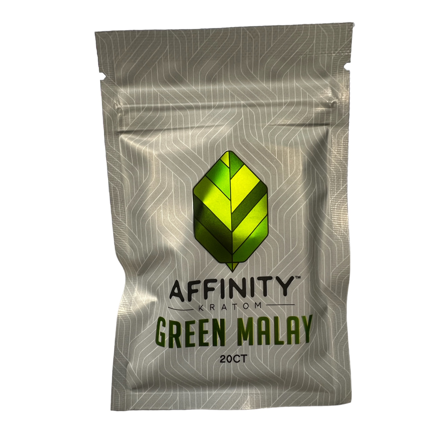 front of package of Affinity Kratom Green Malay- 20CT (SAMPLE PRODUCT)