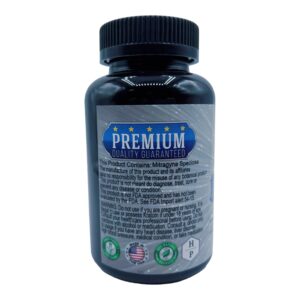 back of bottle of Blue Magic White Thai 2X Kratom Capsule 120ct