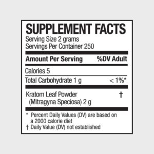 supplement facts of VIVAZEN Kratom Maeng Da Powder White Vein