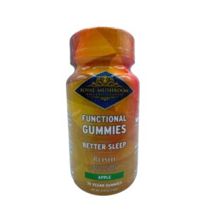 front of bottle of Royal Mushroom Better Sleep Reishi Gummies Apple