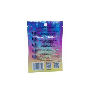 back of bag of Trippin Ballz Mushroom Gummies Pineapple 100MG (var 1)