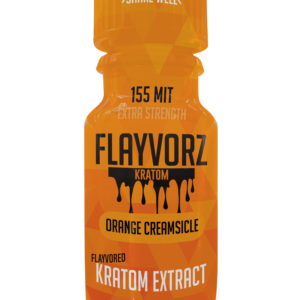 front of bottle of Flayvorz Kratom Shot Orange Creamsicle 155mg MIT 10mL (var 1)