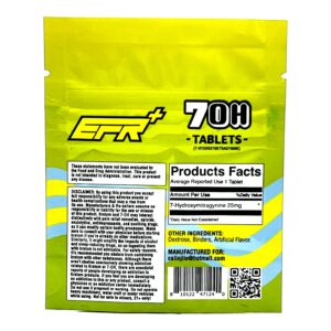 back of bag of EFR+ 7OH Lemon Flavor Tablets 50mg