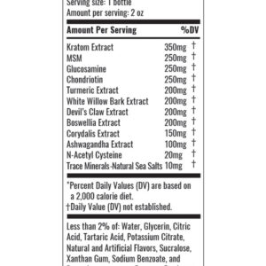 nutrition label for Tri Sprout Kratom Nano Kratom Shot Lemon Pucker 350mg 60mL