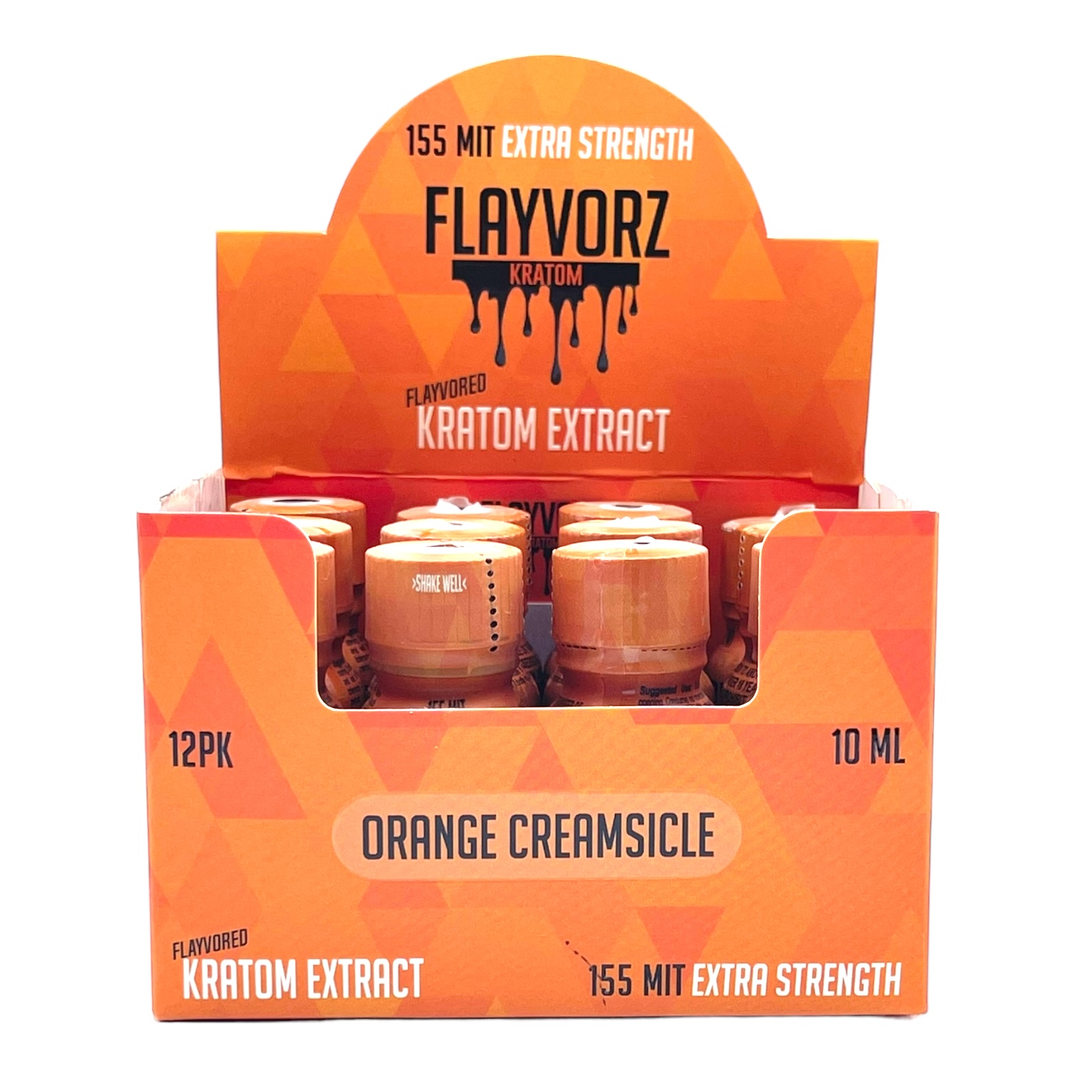 display box of Flayvorz Kratom Shot Orange Creamsicle 155mg MIT 10mL