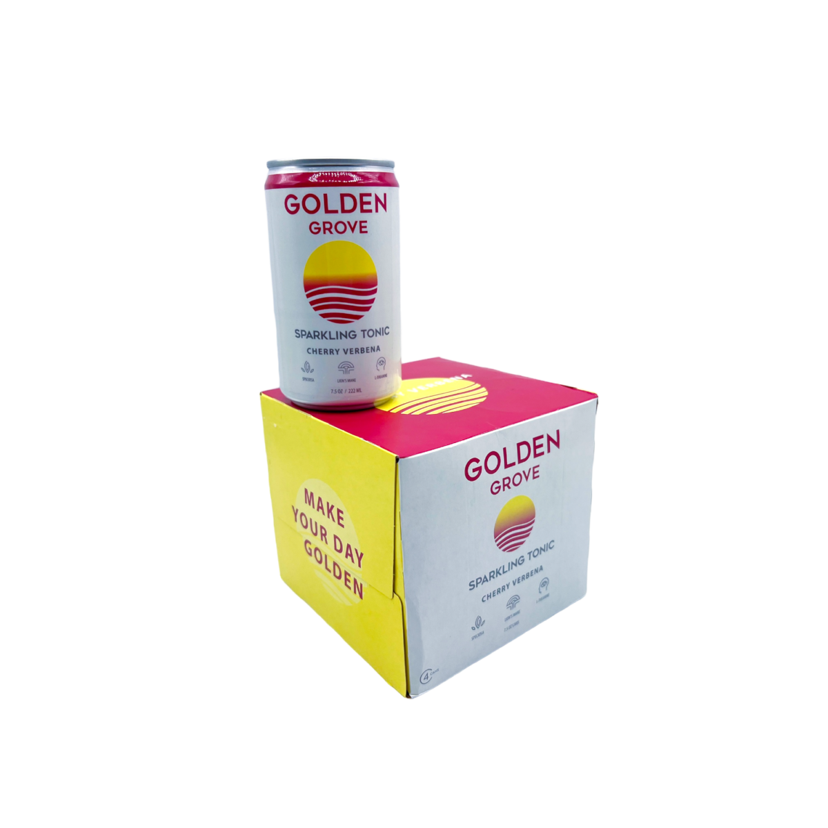 box and can of Golden Grove Kratom Tonic Cherry Verbena
