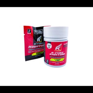 package and bottle of K-Fuel Kratom Mushroom Gummies Lemon Lime