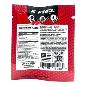 back of packet of K-Fuel Kratom Mushroom Gummies Watermelon Citrus