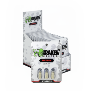 display case for Kraken Kratom Platinum Capsules