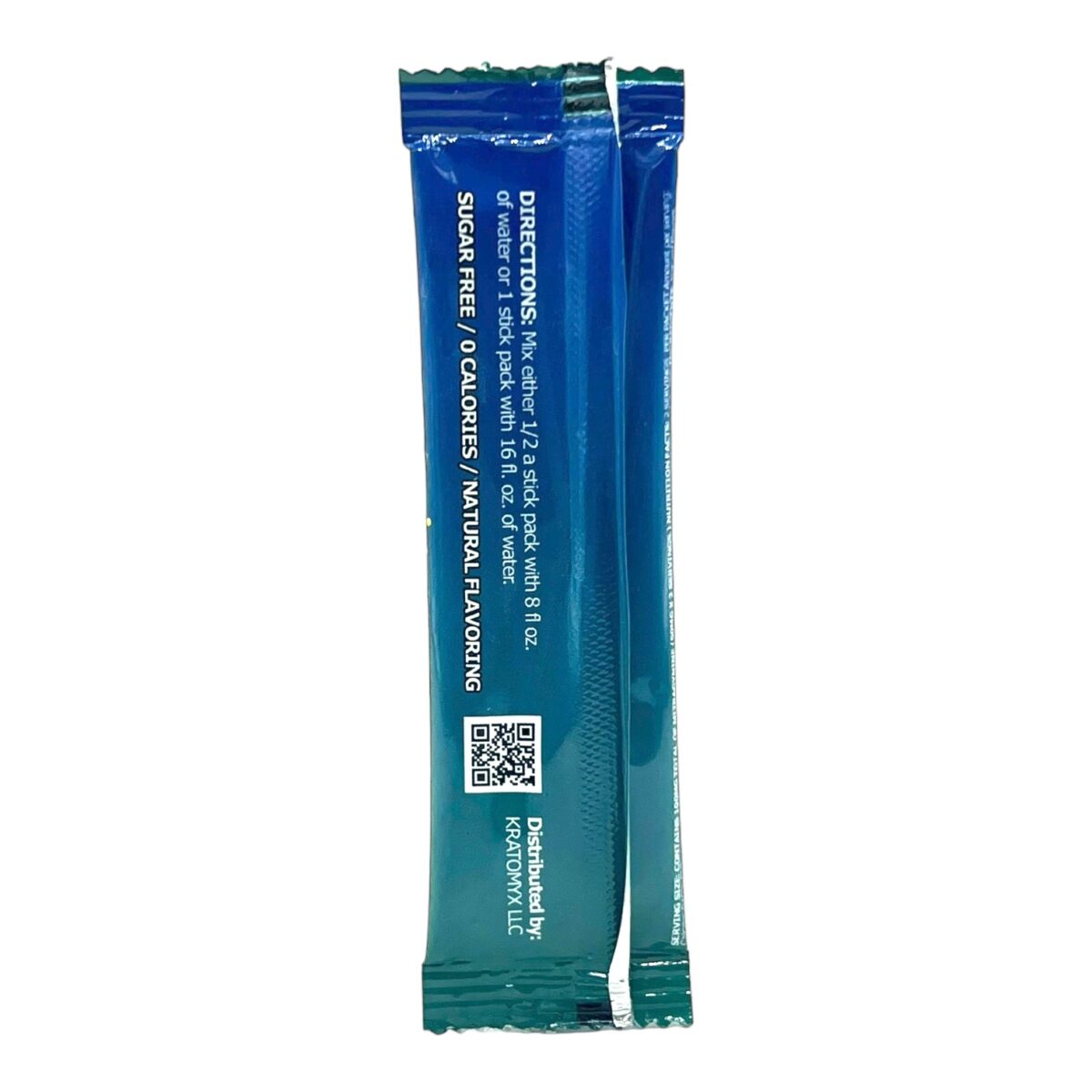back of packet of Kratomyx Blue Raspberry Kratom Extract Powder