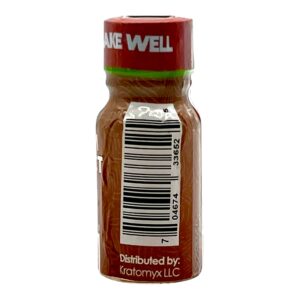 back of bottle of Kratomyx Kiwi Strawberry Shot 100mg 10mL