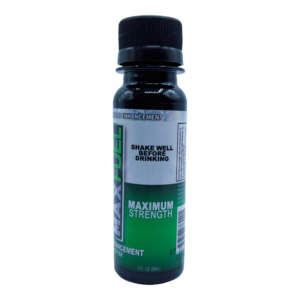 side of bottle of MaxFuel Shooter - 89mL - Tropical Fruit