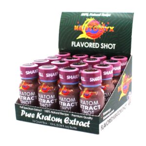 display case of Kratomyx Mixed Berries Shot 100mg 10mL