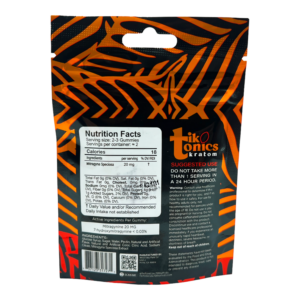 back of bag of Tik Tonics Kratom Soft Chews 6ct