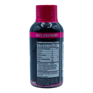 back of bottle of Posh O Juicy Strawberry Shooters for Her - 10mL (var 1)