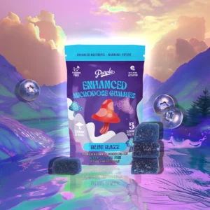 in depth promo image for Purple Mushroom Gummies Blue Razz