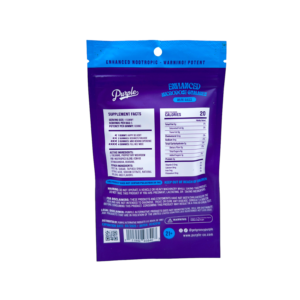 back of bag of Purple Mushroom Gummies Blue Razz