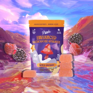 intricate promo image for Purple Mushroom Gummies Wild Berry