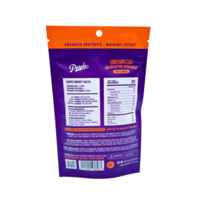back of bag of Purple Mushroom Gummies Wild Berry