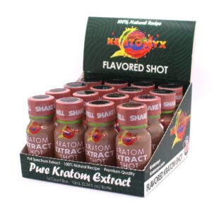 display case of Kratomyx Kiwi Strawberry Shot 100mg 10mL