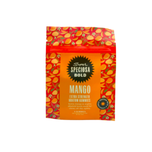 front of packet of Super Speciosa Bold Gummies Mango