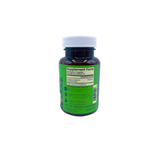 Supplement label on smaller container for Super Speciosa Kratom Capsules Green Maeng Da