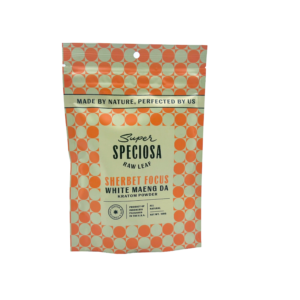 front of package of Super Speciosa Kratom Powder Sherbet Focus