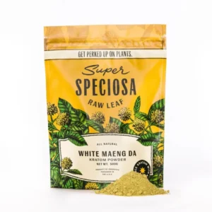 front of bag of Super Speciosa White Maeng Da Kratom Powder (var 1)