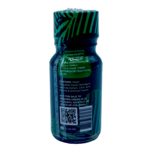 back of bottle of Tik Tonics Kratom Shot Natural Sweet 110mg 10mL