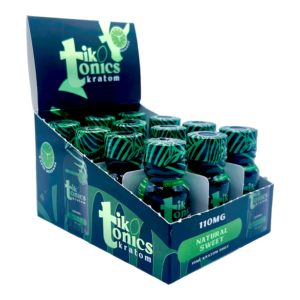 display box of Tik Tonics Kratom Shot Strawberry Guava 150mg 15mL (side)