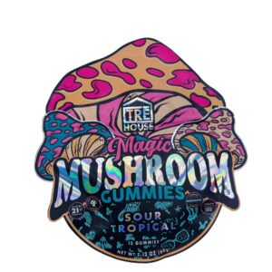 front of pack of Tre House Sour Tropical Magic Mushroom Gummies