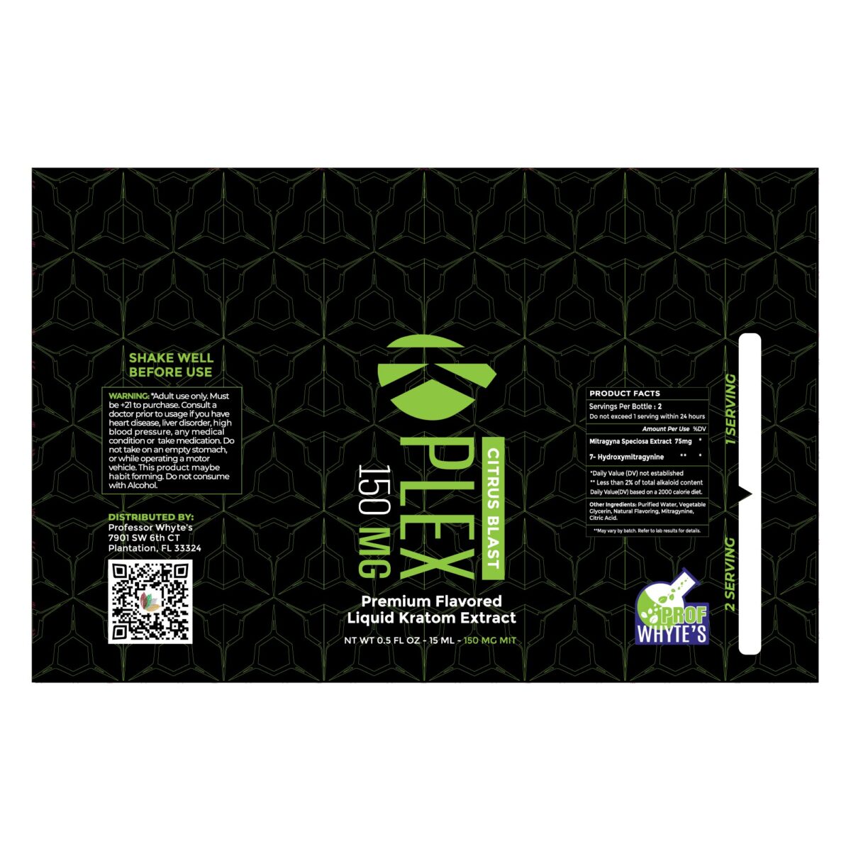 Prof Whyte's K-plex 150mg Kratom Extract Shot