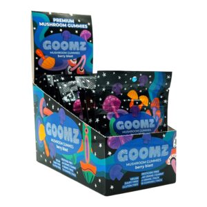 display box of Goomz Mushroom Gummies Berry Blast
