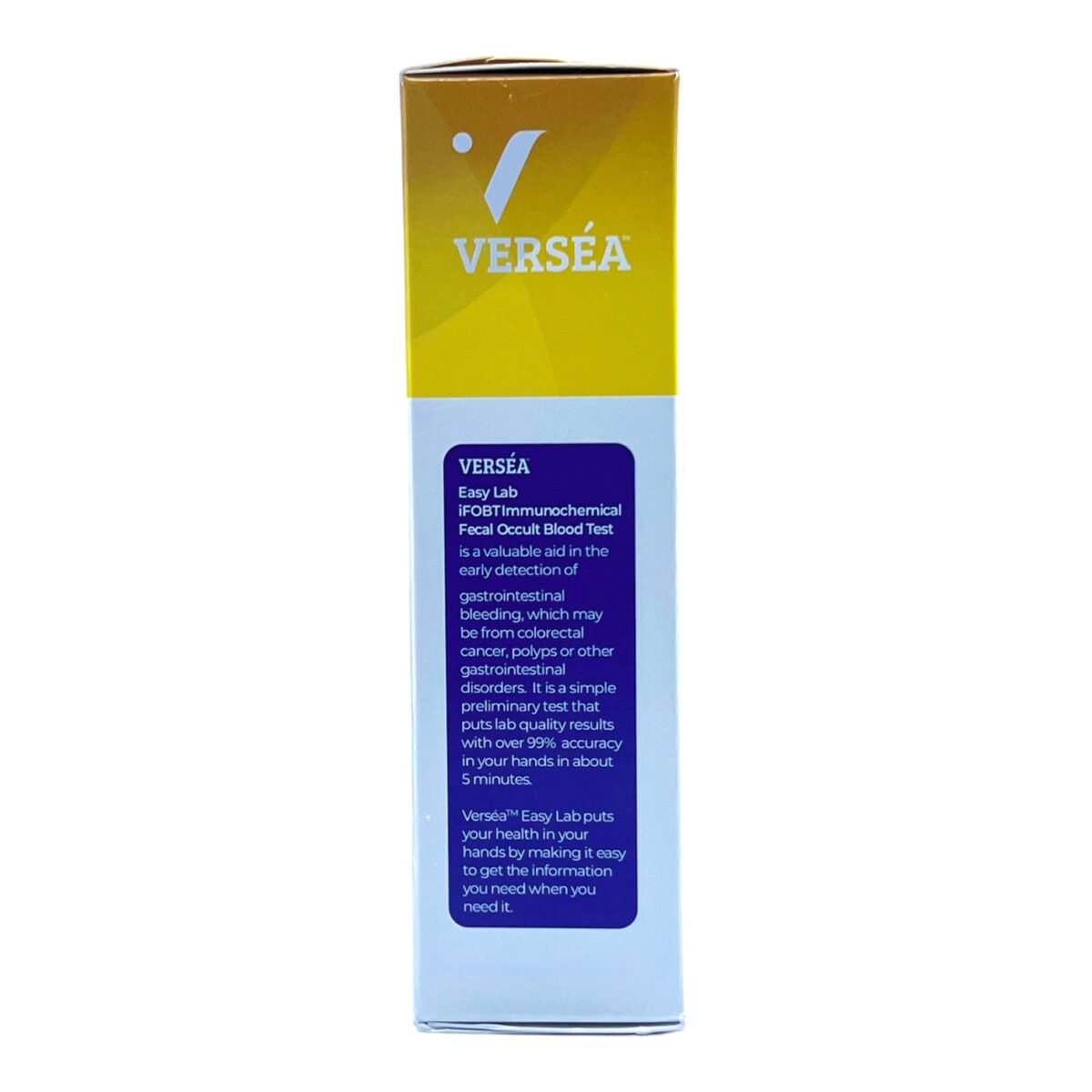 side of box of Versea Fecal Occult Blood Test